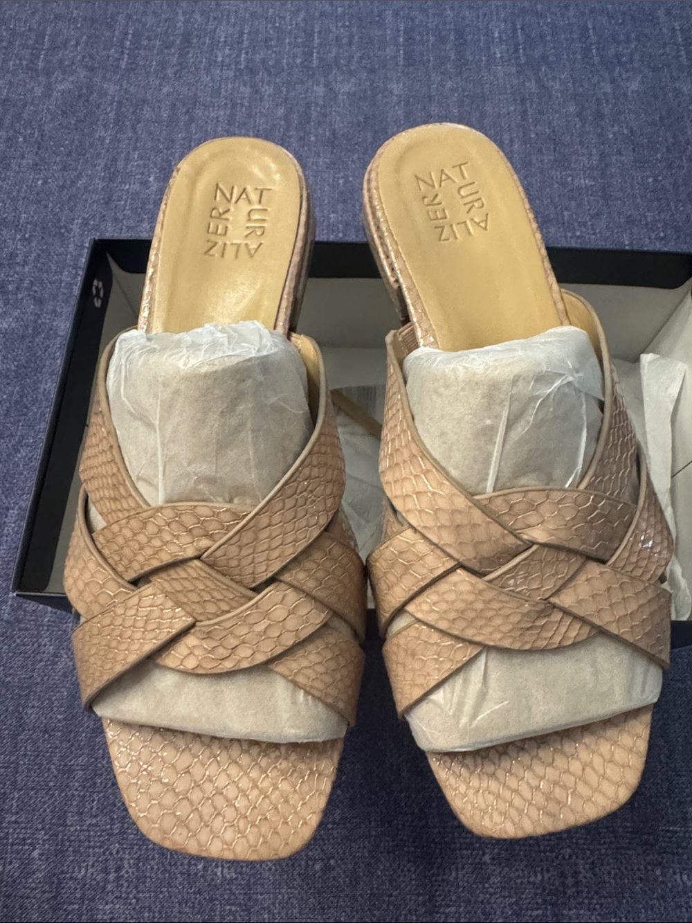 Naturalizer Woven Tan Slide Mules